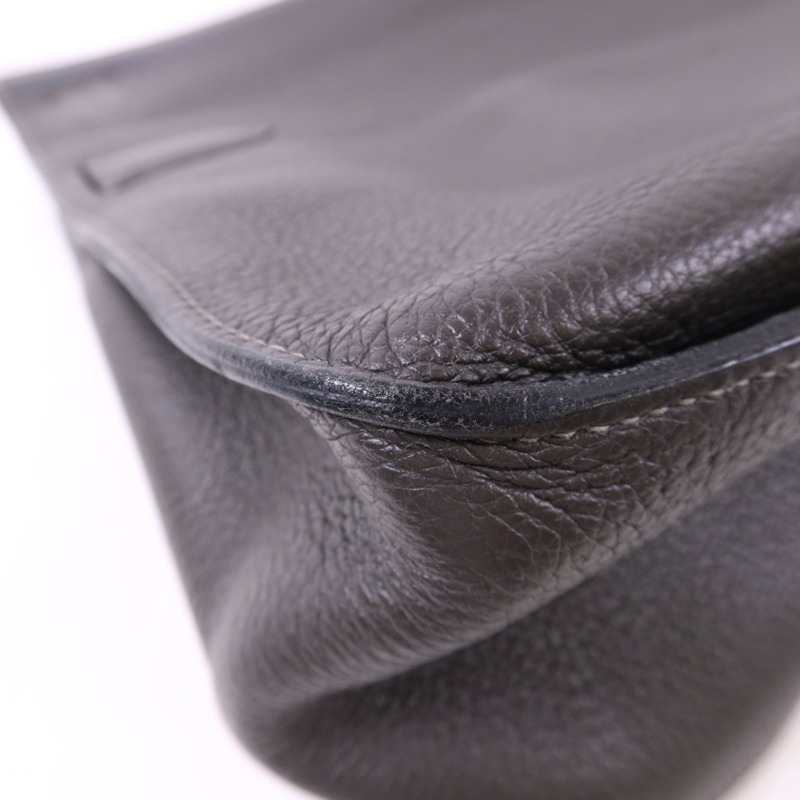 HERMES Clemence皮革Jypesiere 34銀扣肩背袋Etain-15