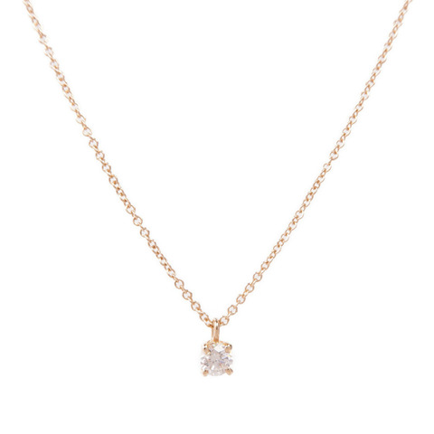 TIFFANY＆CO 18K玫瑰金Solitaire Diamond Necklace鑽石項鍊