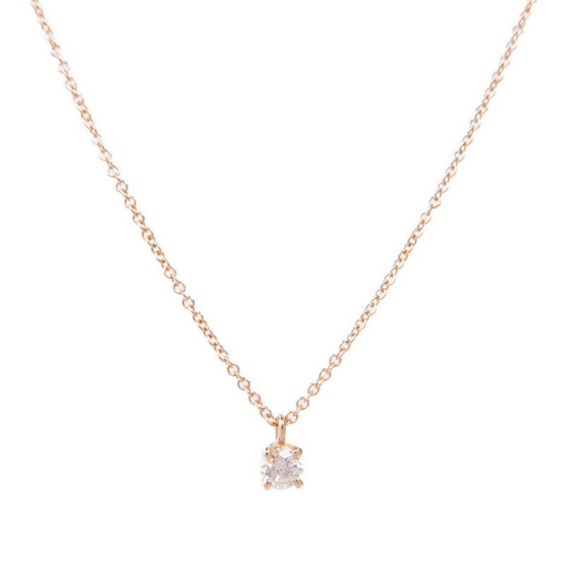 TIFFANY&CO 18K玫瑰金Solitaire Diamond Necklace鑽石項鍊-0