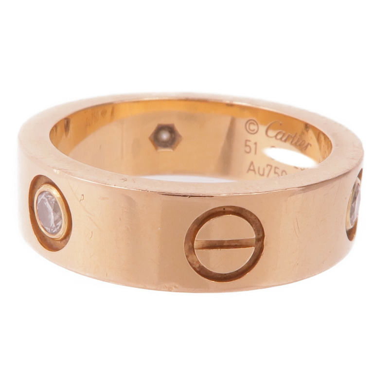 CARTIER 18K玫瑰金Love Ring 3 Diamonds鑽石戒指Cartier#51/US#5.75-2