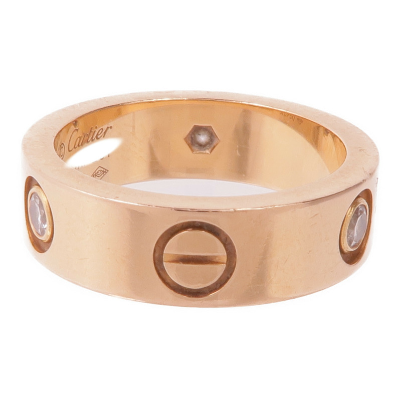CARTIER 18K玫瑰金Love Ring 3 Diamonds鑽石戒指Cartier#51/US#5.75-3