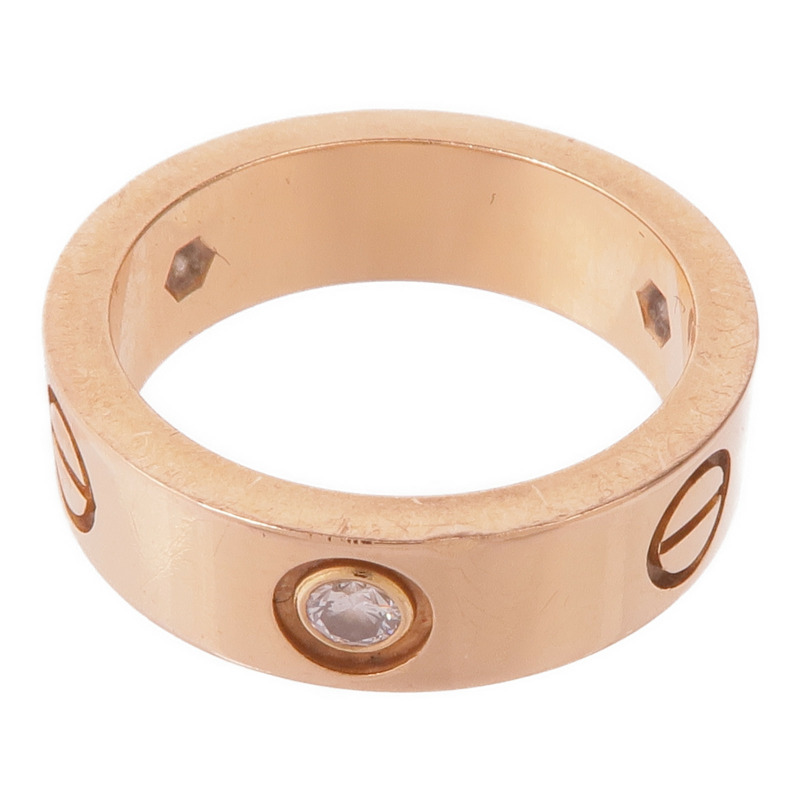 CARTIER 18K玫瑰金Love Ring 3 Diamonds鑽石戒指Cartier#51/US#5.75-7