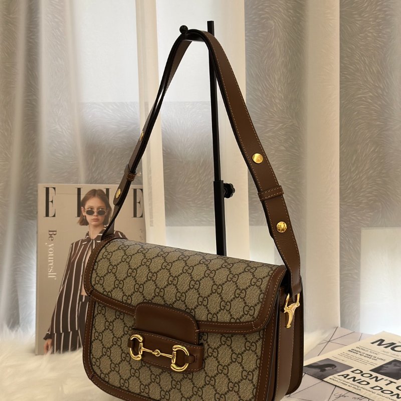 GUCCI Horsebit 1955馬銜釦馬鞍包 - 中號棕-3