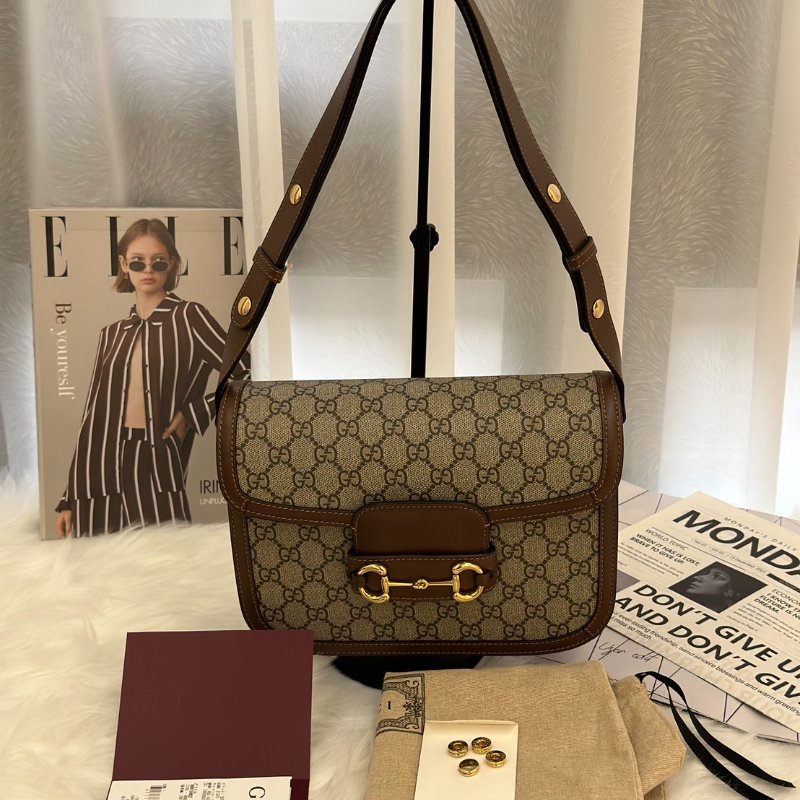 GUCCI Horsebit 1955馬銜釦馬鞍包 - 中號棕-7