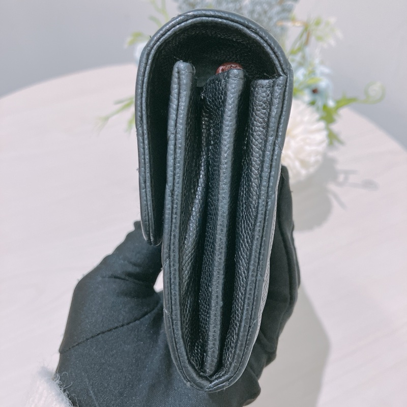 TK1832 Chanel 香奈兒黑色荔枝牛皮中長皮夾Classic Flap Small Long Wallet Caviar Black X GHW-3