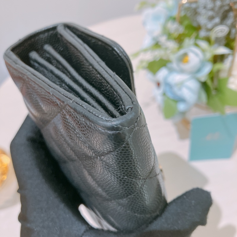 TK1832 Chanel 香奈兒黑色荔枝牛皮中長皮夾Classic Flap Small Long Wallet Caviar Black X GHW-11