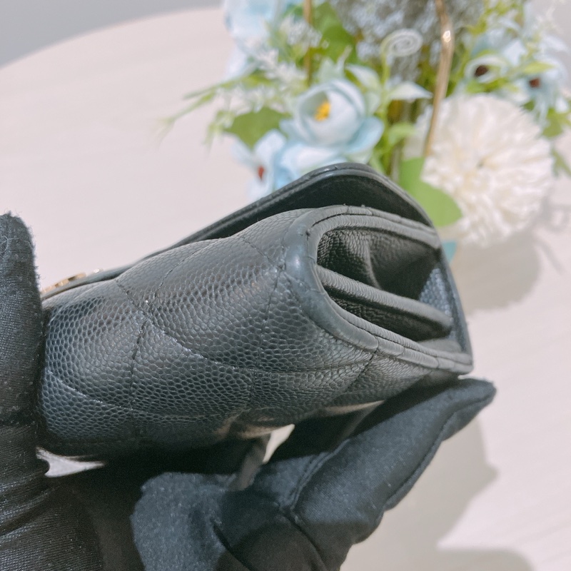 TK1832 Chanel 香奈兒黑色荔枝牛皮中長皮夾Classic Flap Small Long Wallet Caviar Black X GHW-13