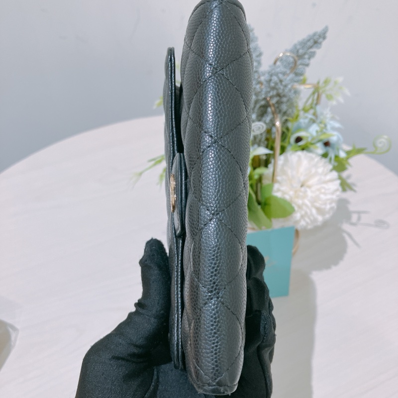 TK1832 Chanel 香奈兒黑色荔枝牛皮中長皮夾Classic Flap Small Long Wallet Caviar Black X GHW-34