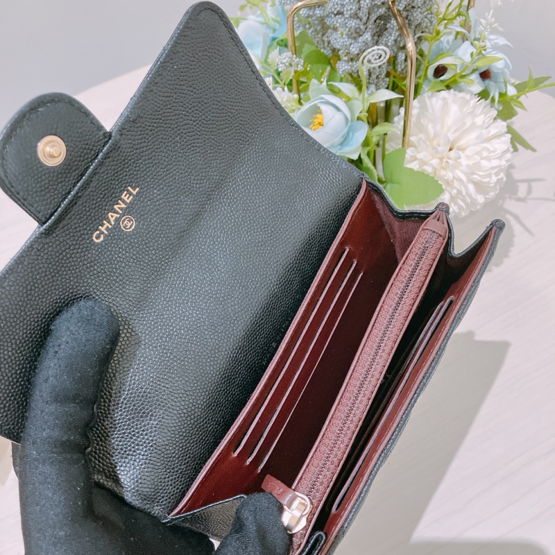 TK1832 Chanel 香奈兒黑色荔枝牛皮中長皮夾Classic Flap Small Long Wallet Caviar Black X GHW-37