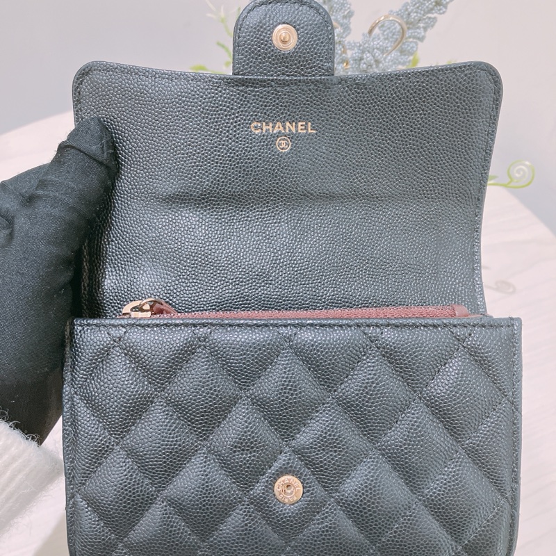TK1832 Chanel 香奈兒黑色荔枝牛皮中長皮夾Classic Flap Small Long Wallet Caviar Black X GHW-39