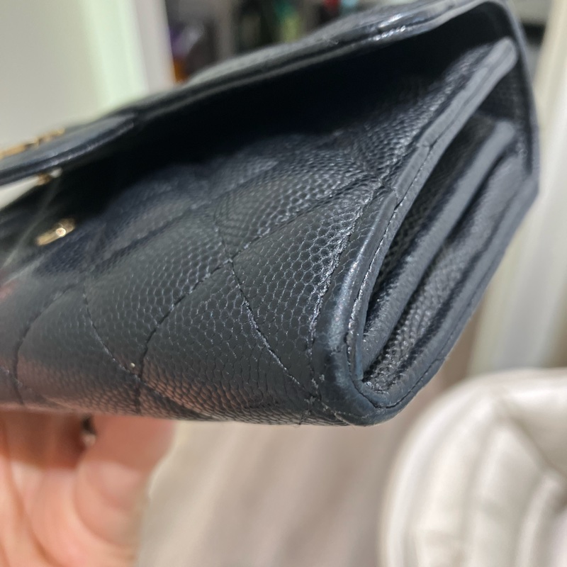 TK1832 Chanel 香奈兒黑色荔枝牛皮中長皮夾Classic Flap Small Long Wallet Caviar Black X GHW-56