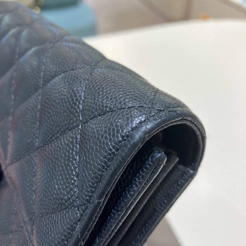 TK1832 Chanel 香奈兒黑色荔枝牛皮中長皮夾Classic Flap Small Long Wallet Caviar Black X GHW-59