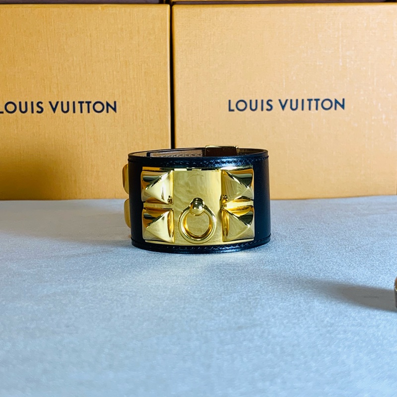 ✨近新美品 Hermès 愛馬仕 寬版黑金CDC手環-1