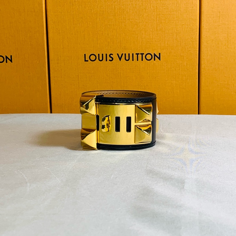 ✨近新美品 Hermès 愛馬仕 寬版黑金CDC手環-2