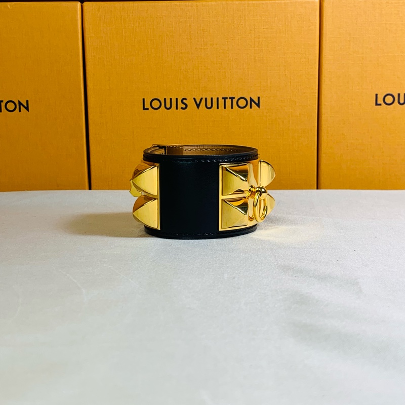 ✨近新美品 Hermès 愛馬仕 寬版黑金CDC手環-4