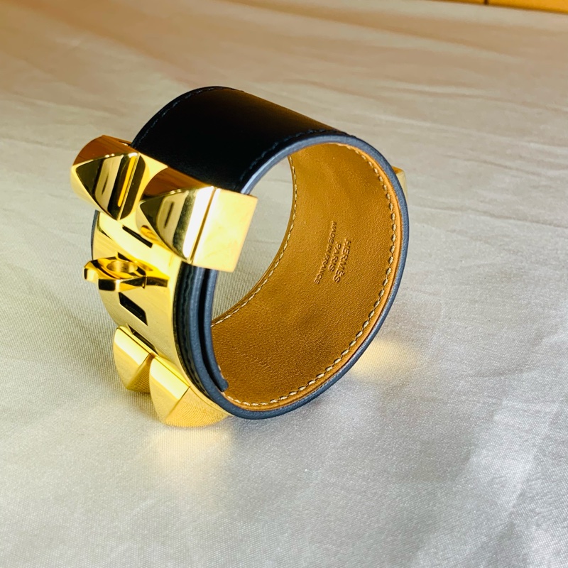 ✨近新美品 Hermès 愛馬仕 寬版黑金CDC手環-7