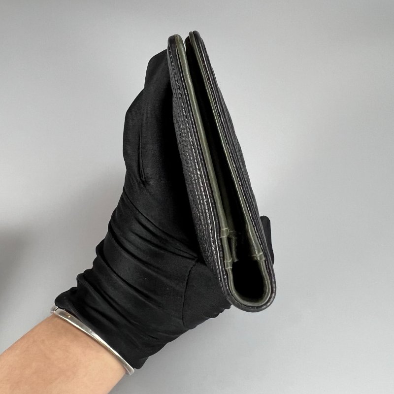 CHANEL BOY 黑拚綠對開長夾 22開-3