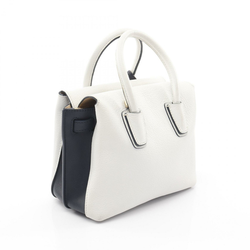 MCM MILLA 斜背單肩手提包，白色/海軍藍皮革，二手女款-1