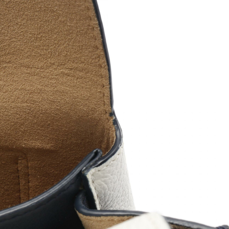 MCM MILLA 斜背單肩手提包，白色/海軍藍皮革，二手女款-8