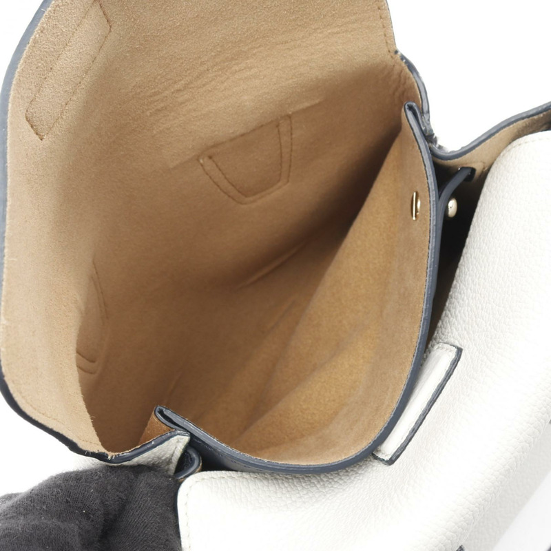 MCM MILLA 斜背單肩手提包，白色/海軍藍皮革，二手女款-10