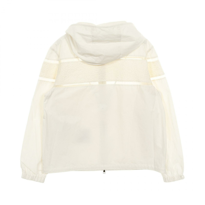 MONCLER CLISSON 帶帽女用短袖夾克，聚酯纖維，白色，2號，二手-1