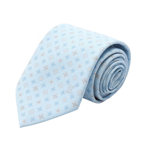 路易威登 Monogram 領帶/領結 M76282 絲綢 藍色 二手 男士