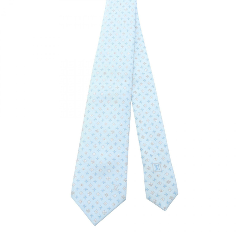 路易威登 Monogram 領帶/領結 M76282 絲綢 藍色 二手 男士-1