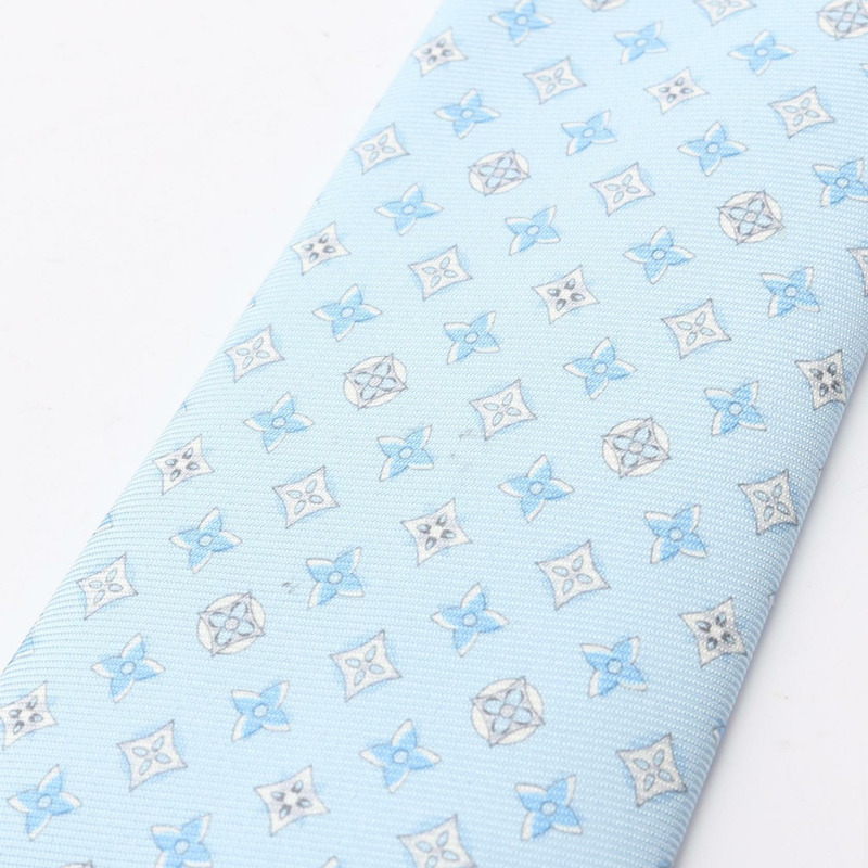 路易威登 Monogram 領帶/領結 M76282 絲綢 藍色 二手 男士-5