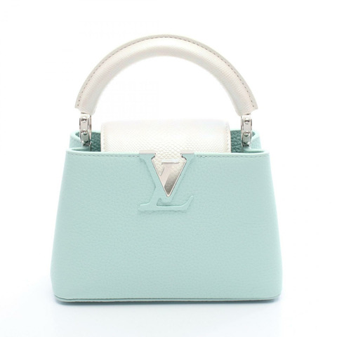 路易威登 Capucine 迷你手袋 N85829 皮革 蛋白石綠 白色 汽油藍 LV