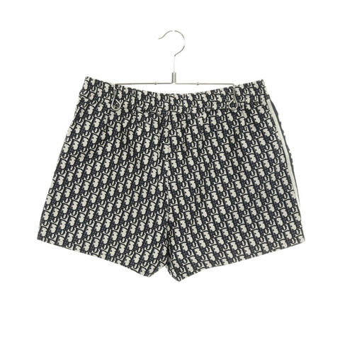 Christian Dior Oblique 迷你褲，聚酯材質，海軍藍/米色，#I40，二手女裝 CD