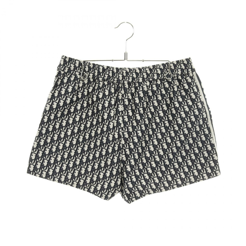 Christian Dior Oblique 迷你褲，聚酯材質，海軍藍/米色，#I40，二手女裝 CD-0