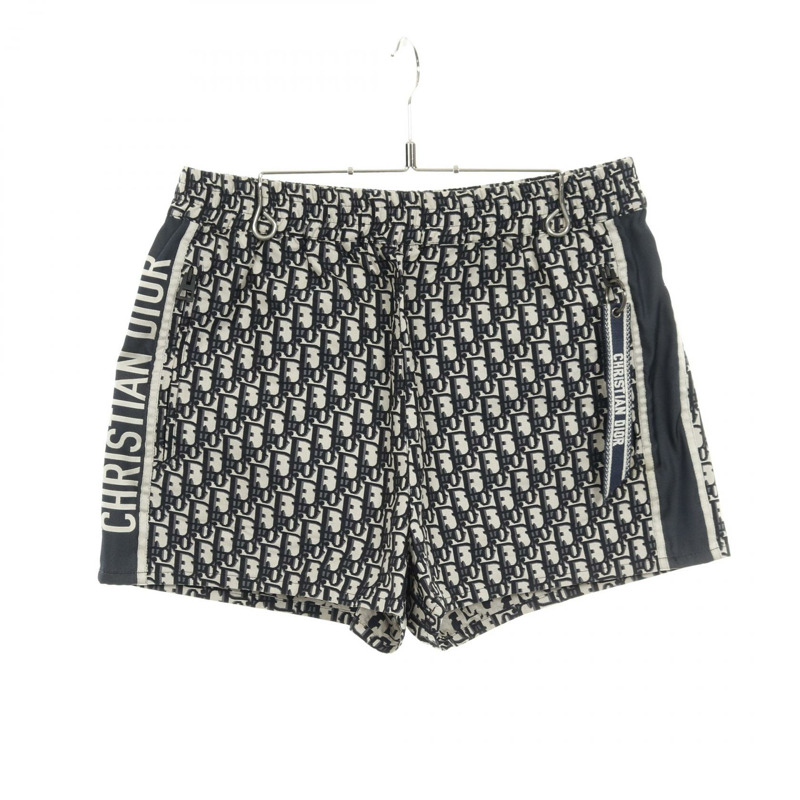 Christian Dior Oblique 迷你褲，聚酯材質，海軍藍/米色，#I40，二手女裝 CD-1