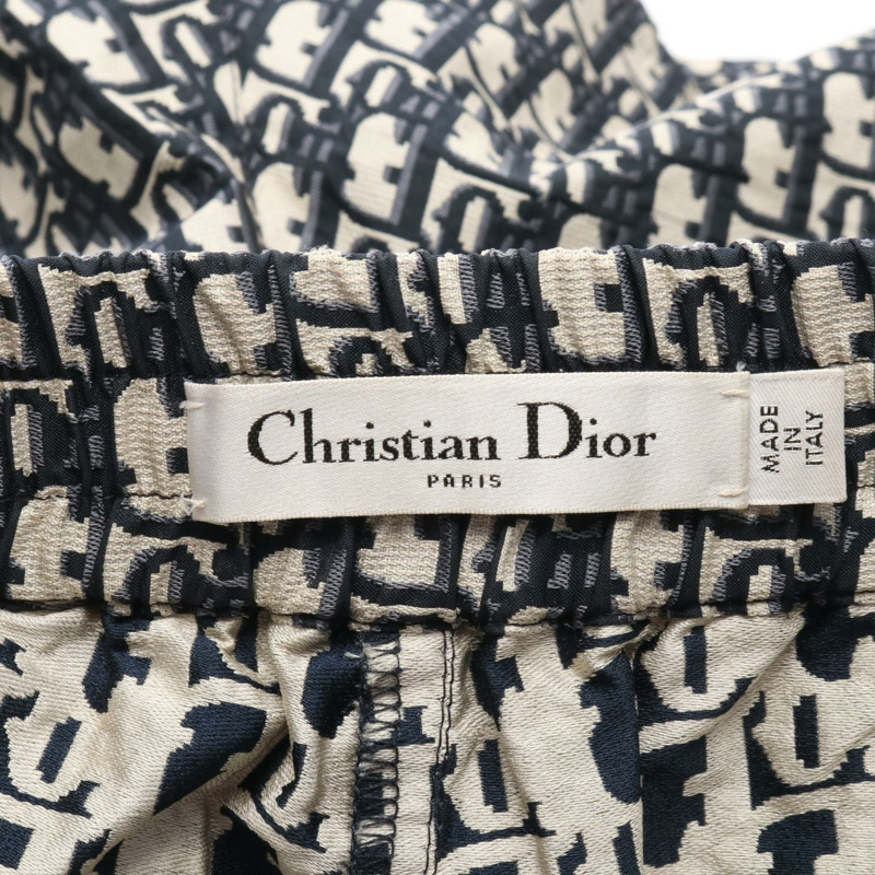 Christian Dior Oblique 迷你褲，聚酯材質，海軍藍/米色，#I40，二手女裝 CD-2