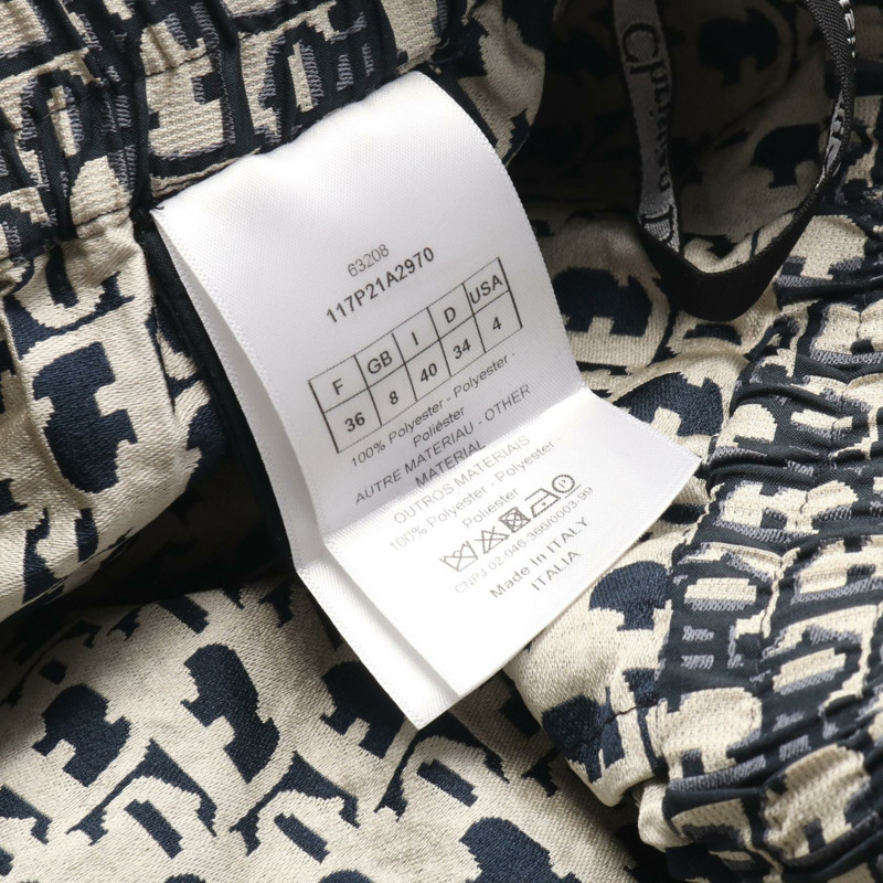 Christian Dior Oblique 迷你褲，聚酯材質，海軍藍/米色，#I40，二手女裝 CD-5