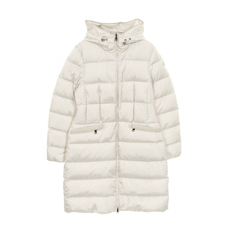 MONCLER AVOCETTE 羽絨服，帶帽拉鍊，尼龍材質，白色，3 碼，二手女款