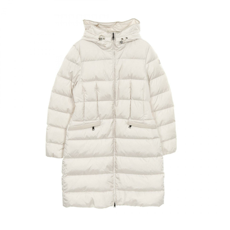 MONCLER AVOCETTE 羽絨服，帶帽拉鍊，尼龍材質，白色，3 碼，二手女款-0