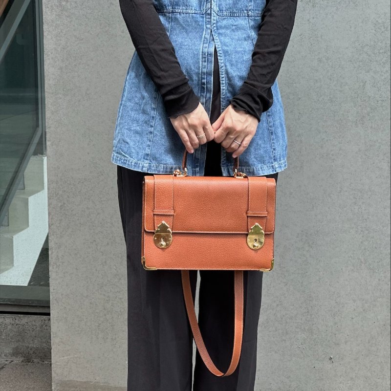 𝐆𝐔𝐂𝐂𝐈焦糖色金邊醫生包-3