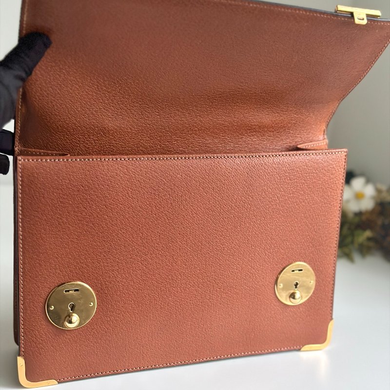 𝐆𝐔𝐂𝐂𝐈焦糖色金邊醫生包-13