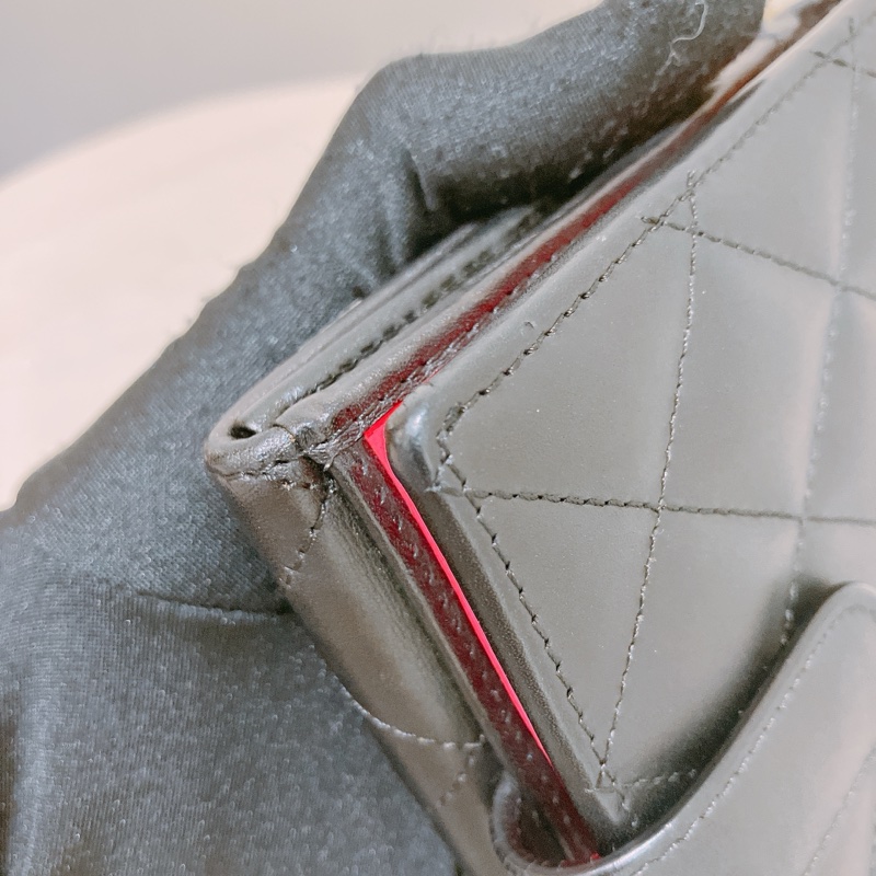 TK1883 Chanel 香奈兒大CC Logo小牛皮短皮夾 Cambon Calfskin Black Wallet-16