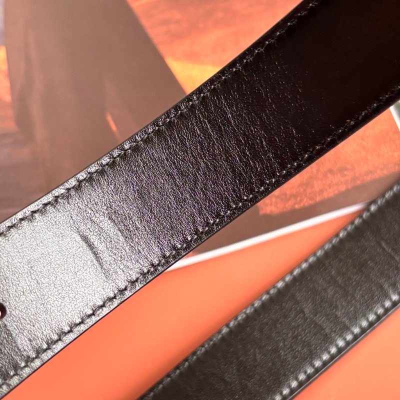 ::GUCCI:: GG Marmont 復古金色雙G金屬 LOGO塗層帆布皮革雙面扣式皮帶 (烏木x咖啡)-10