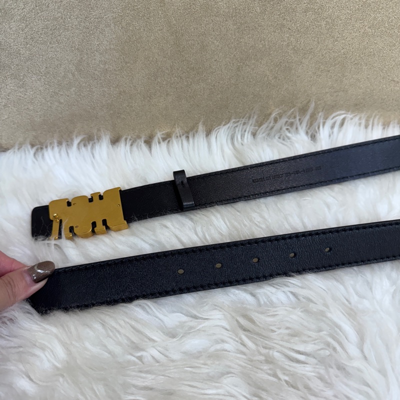 Dior 黑牛皮霧金皮帶 34腰-1