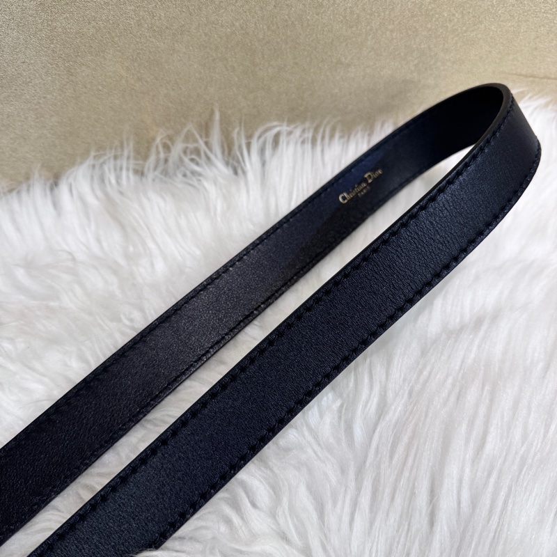 Dior 黑牛皮霧金皮帶 34腰-2