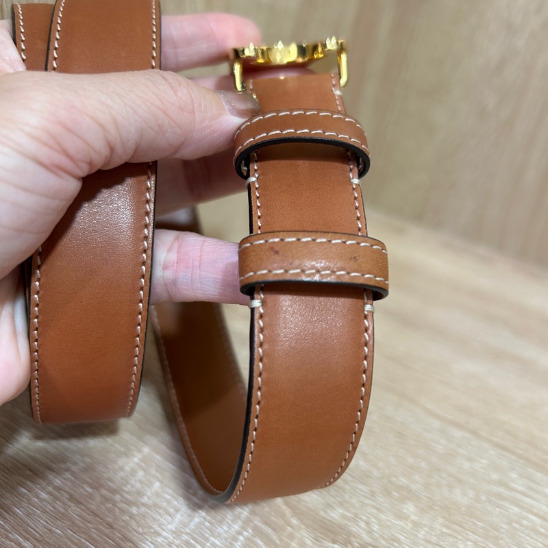 Celine 咖牛皮凱旋門皮帶-2