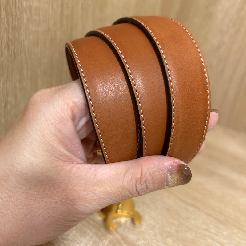 Celine 咖牛皮凱旋門皮帶-4