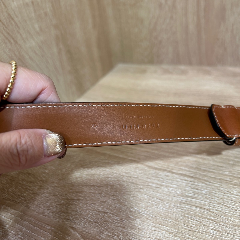 Celine 咖牛皮凱旋門皮帶-6