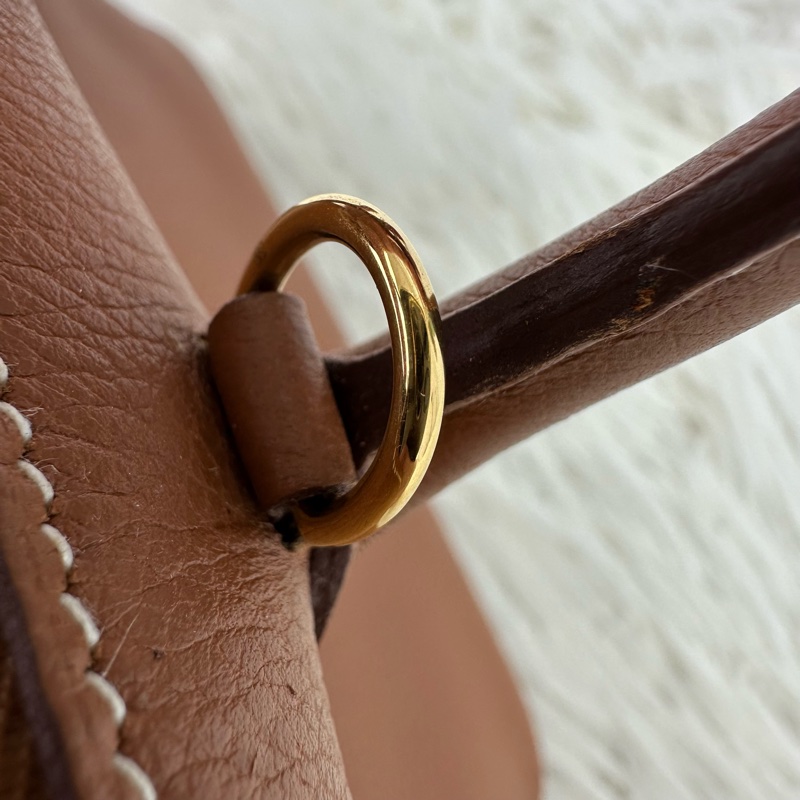 HERMES Mini Bolide 金棕色金扣 迷你保齡球包 Z Stamp-17