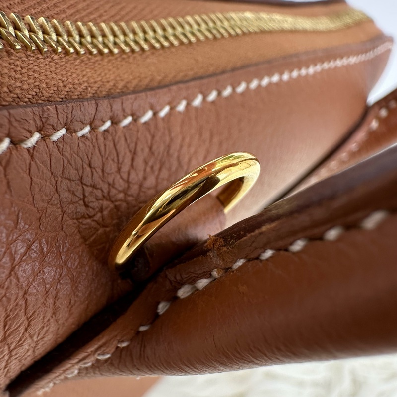 HERMES Mini Bolide 金棕色金扣 迷你保齡球包 Z Stamp-18