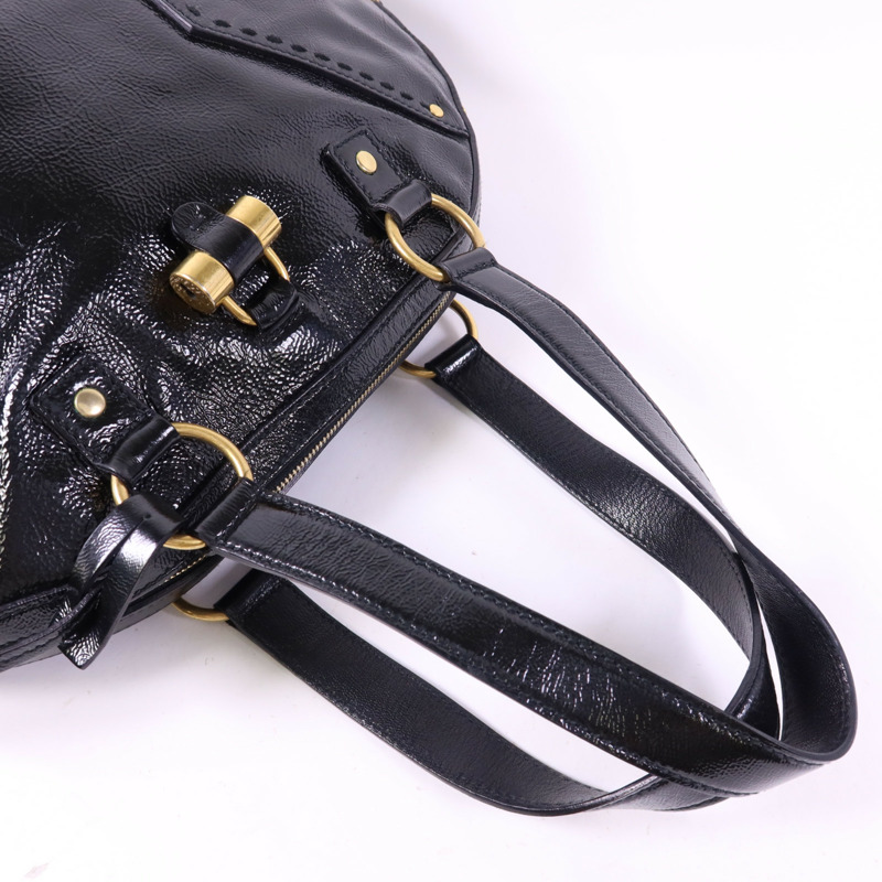 YVES SAINT LAURENT 漆皮皮革Shoulder Bag金扣肩背袋-4