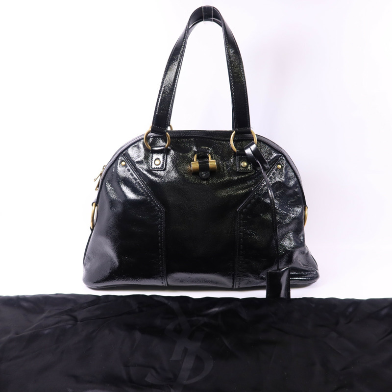 YVES SAINT LAURENT 漆皮皮革Shoulder Bag金扣肩背袋-20