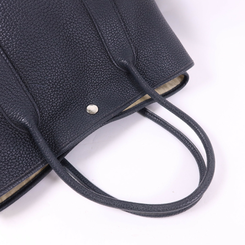 HERMES Negonda皮革Garden Party PM銀扣手挽袋Noir-4